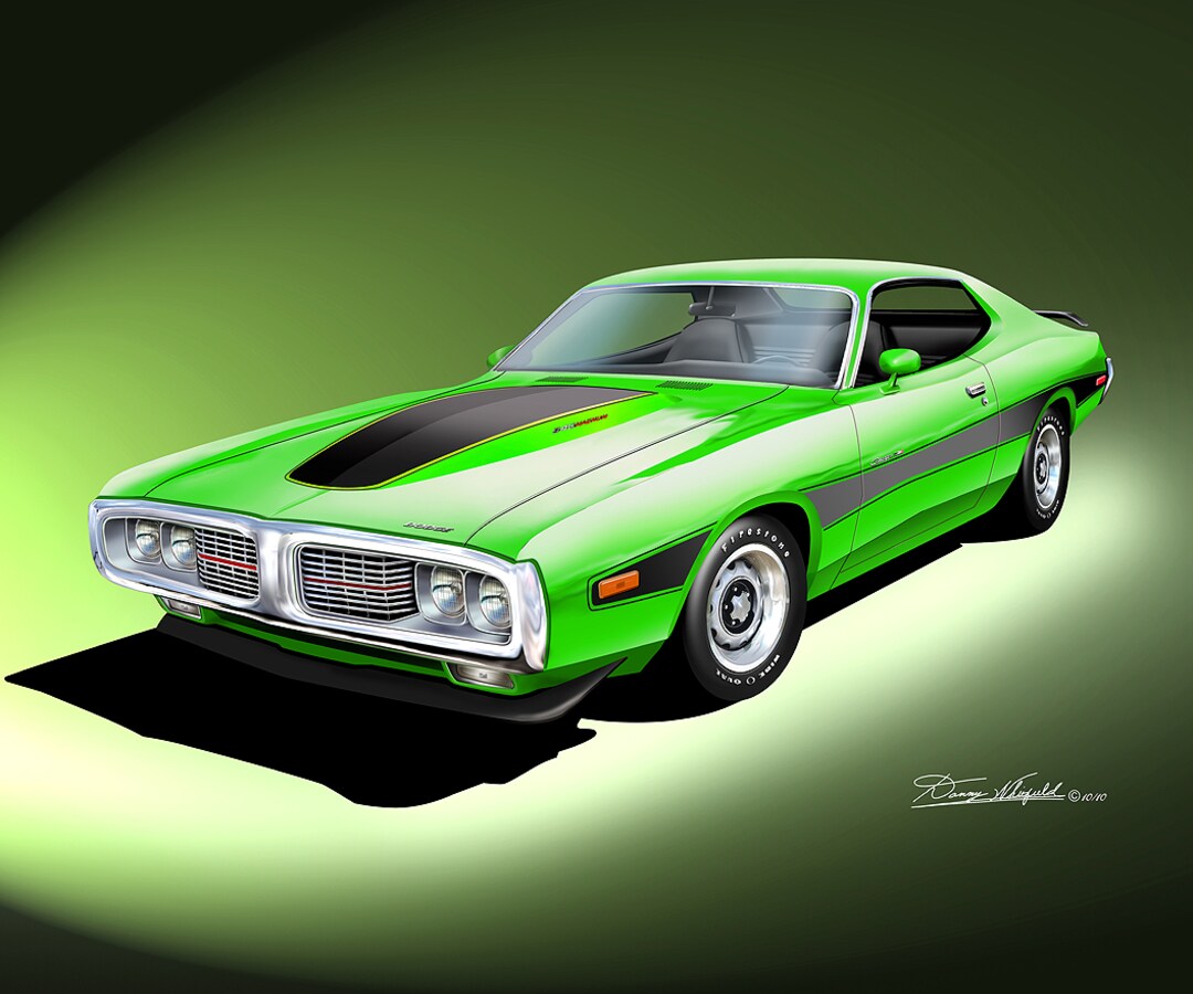 1973-1974 Dodge Charger Lime light Green Fine Art Prints by Danny Whitfield Car Enthusiast Wall Art MakerPlace by Michaels